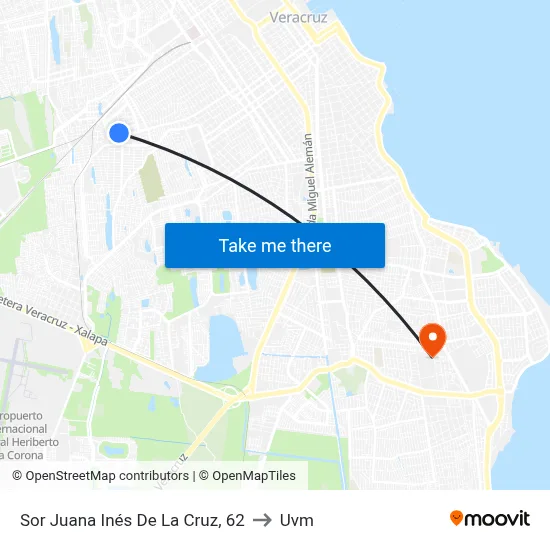 Sor Juana Inés De La Cruz, 62 to Uvm map