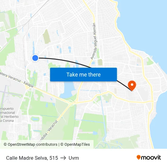 Calle Madre Selva, 515 to Uvm map