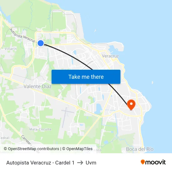 Autopista Veracruz - Cardel 1 to Uvm map
