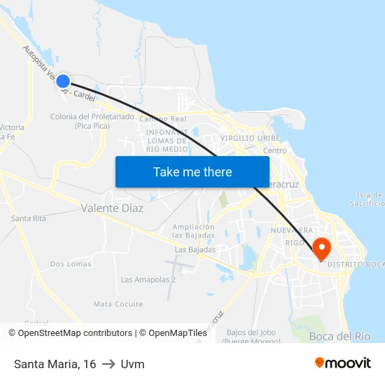 Santa Maria, 16 to Uvm map