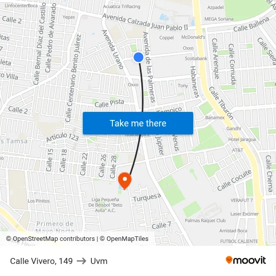 Calle Vivero, 149 to Uvm map