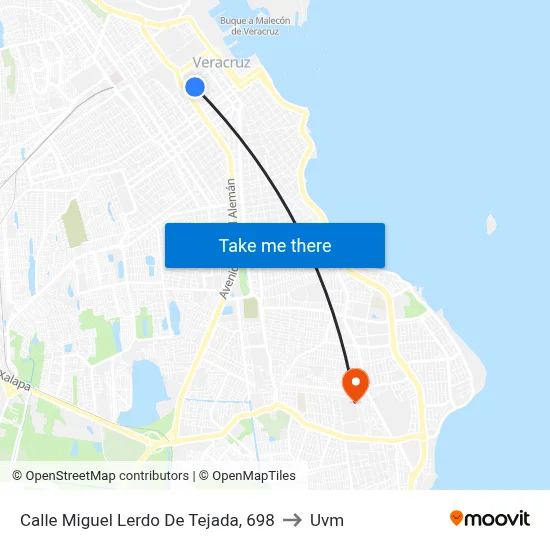 Calle Miguel Lerdo De Tejada, 698 to Uvm map