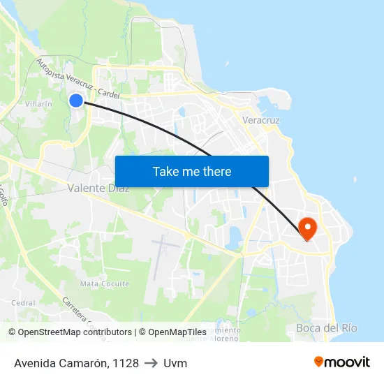 Avenida Camarón, 1128 to Uvm map