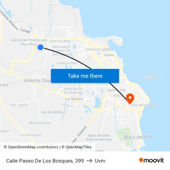 Calle Paseo De Los Bosques, 399 to Uvm map