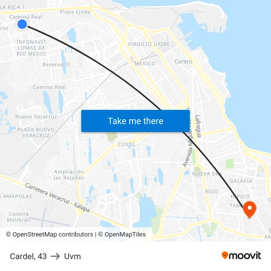 Cardel, 43 to Uvm map