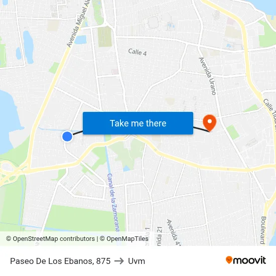 Paseo De Los Ebanos, 875 to Uvm map