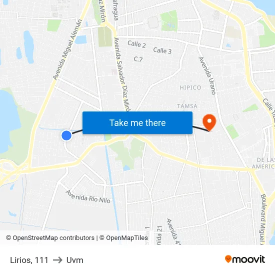 Lirios, 111 to Uvm map