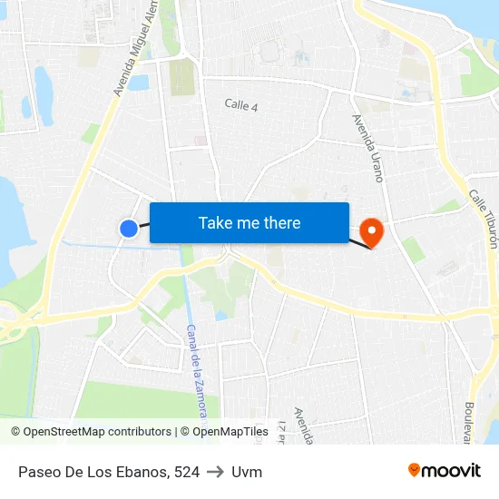 Paseo De Los Ebanos, 524 to Uvm map