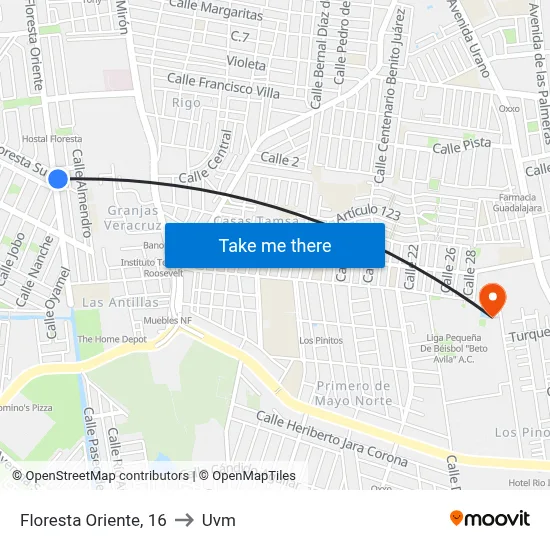 Floresta Oriente, 16 to Uvm map