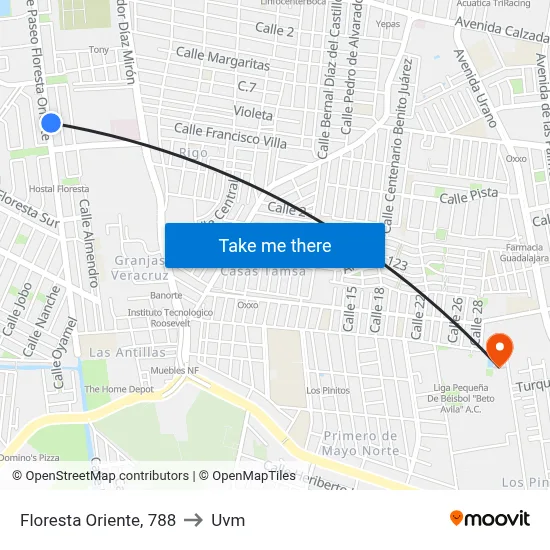 Floresta Oriente, 788 to Uvm map