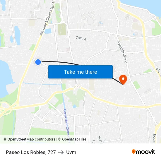 Paseo Los Robles, 727 to Uvm map