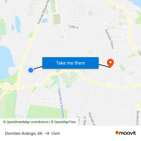 Doroteo Arango, 66 to Uvm map