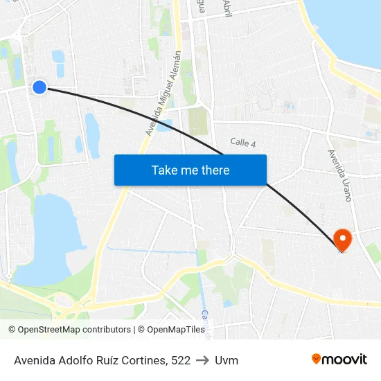 Avenida Adolfo Ruíz Cortines, 522 to Uvm map
