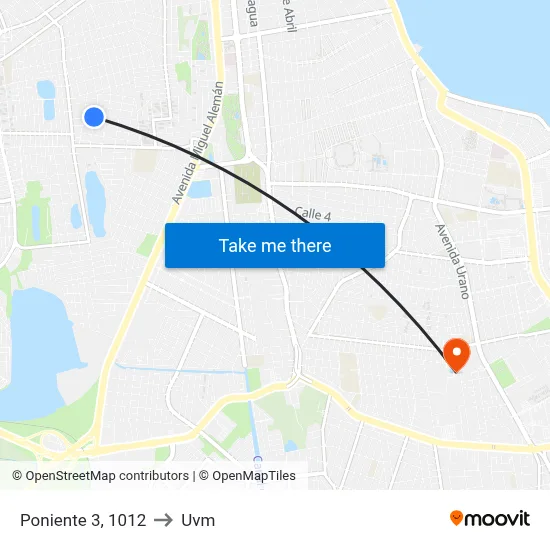 Poniente 3, 1012 to Uvm map