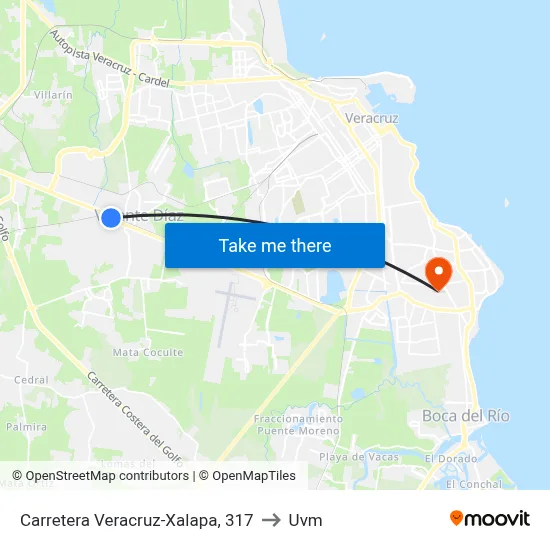 Carretera Veracruz-Xalapa, 317 to Uvm map