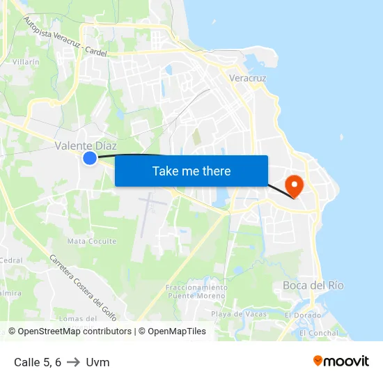 Calle 5, 6 to Uvm map