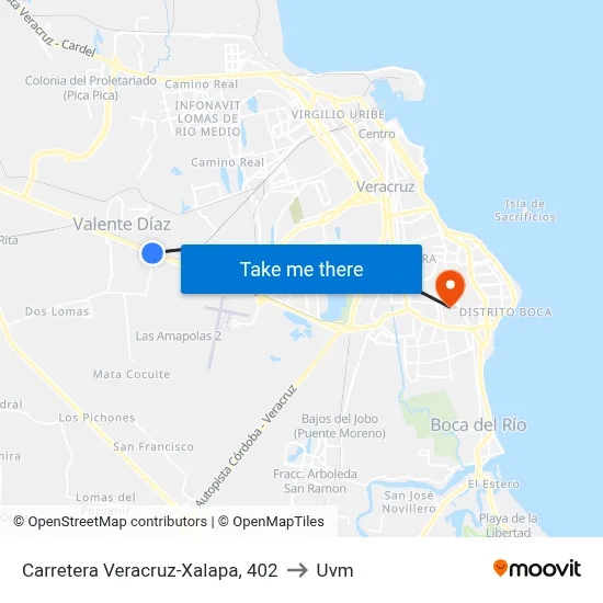 Carretera Veracruz-Xalapa, 402 to Uvm map