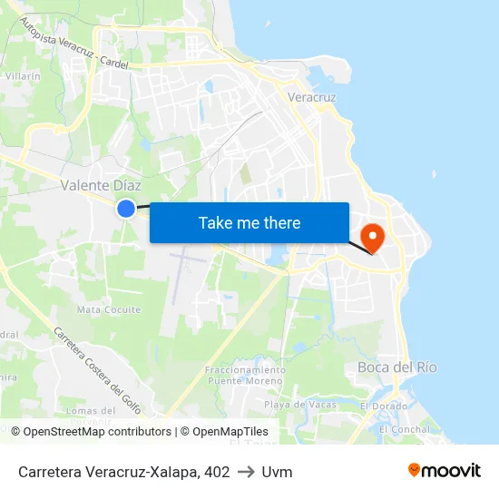 Carretera Veracruz-Xalapa, 402 to Uvm map
