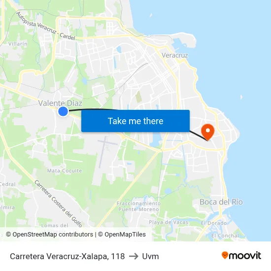 Carretera Veracruz-Xalapa, 118 to Uvm map