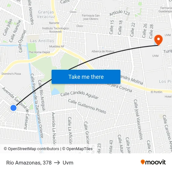 Río Amazonas, 378 to Uvm map