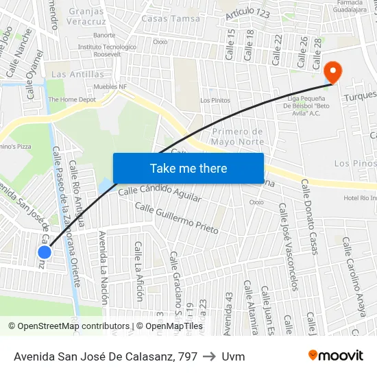 Avenida San José De Calasanz, 797 to Uvm map
