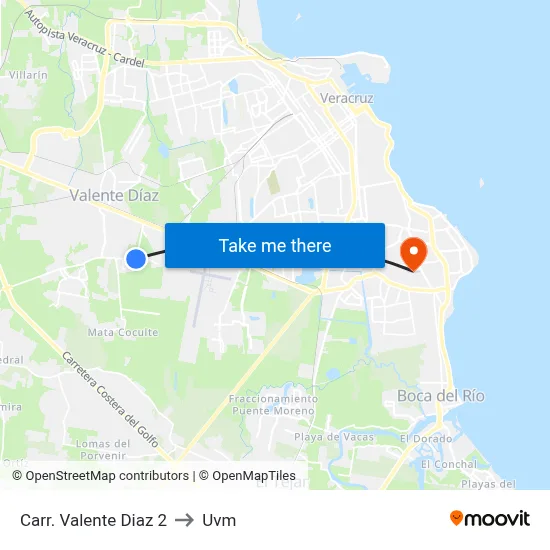 Carr. Valente Diaz 2 to Uvm map