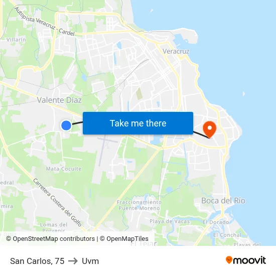 San Carlos, 75 to Uvm map