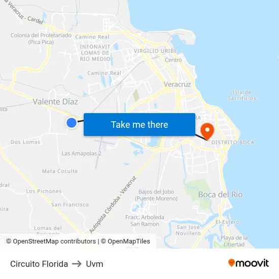 Circuito Florida to Uvm map