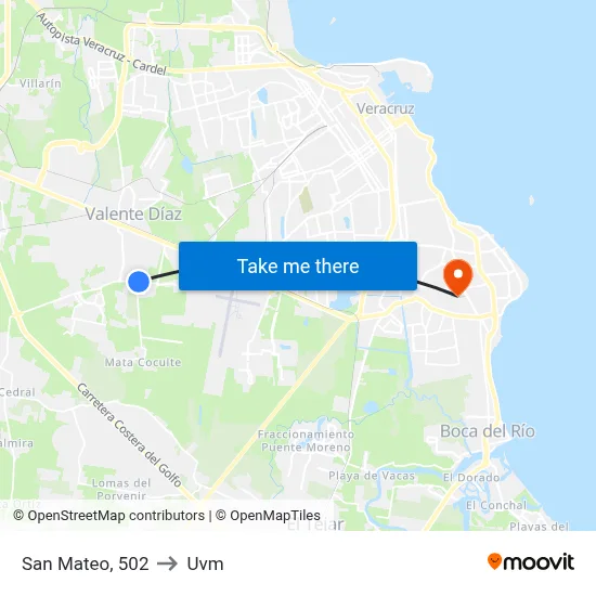San Mateo, 502 to Uvm map