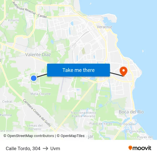 Calle Tordo, 304 to Uvm map