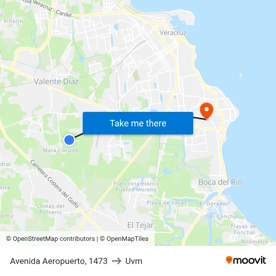 Avenida Aeropuerto, 1473 to Uvm map