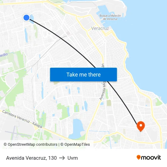 Avenida Veracruz, 130 to Uvm map