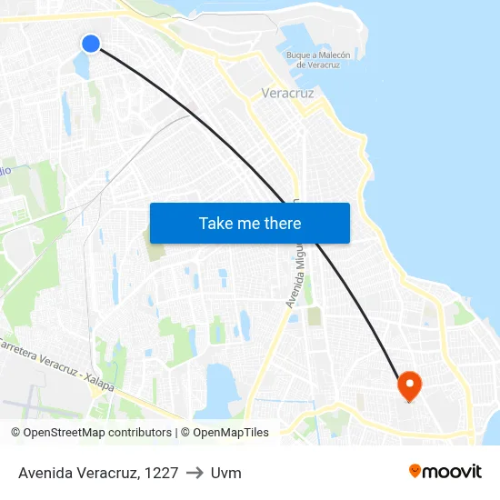 Avenida Veracruz, 1227 to Uvm map