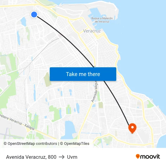 Avenida Veracruz, 800 to Uvm map