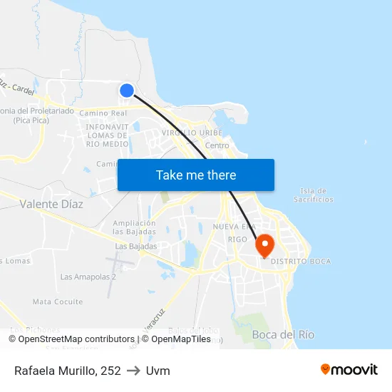 Rafaela Murillo, 252 to Uvm map