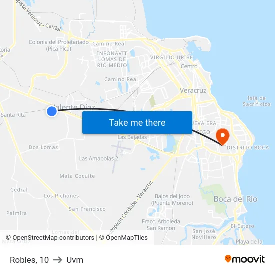 Robles, 10 to Uvm map