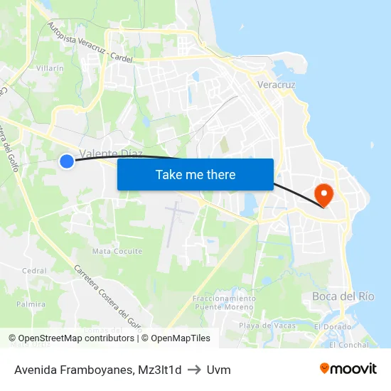 Avenida Framboyanes, Mz3lt1d to Uvm map