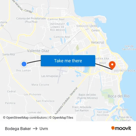 Bodega Baker to Uvm map