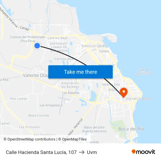 Calle Hacienda Santa Lucía, 107 to Uvm map