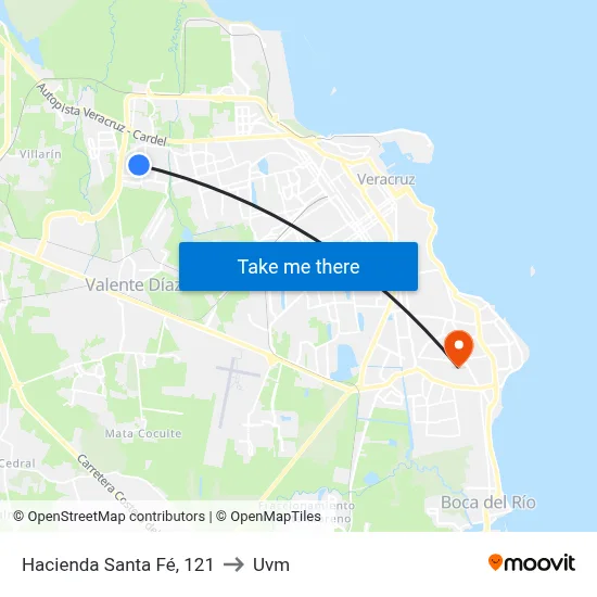 Hacienda Santa Fé, 121 to Uvm map