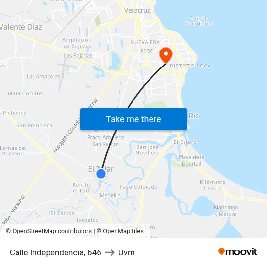 Calle Independencia, 646 to Uvm map