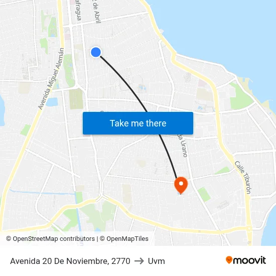 Avenida 20 De Noviembre, 2770 to Uvm map