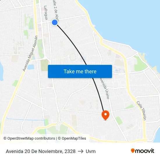 Avenida 20 De Noviembre, 2328 to Uvm map