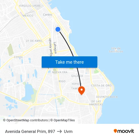 Avenida General Prim, 897 to Uvm map