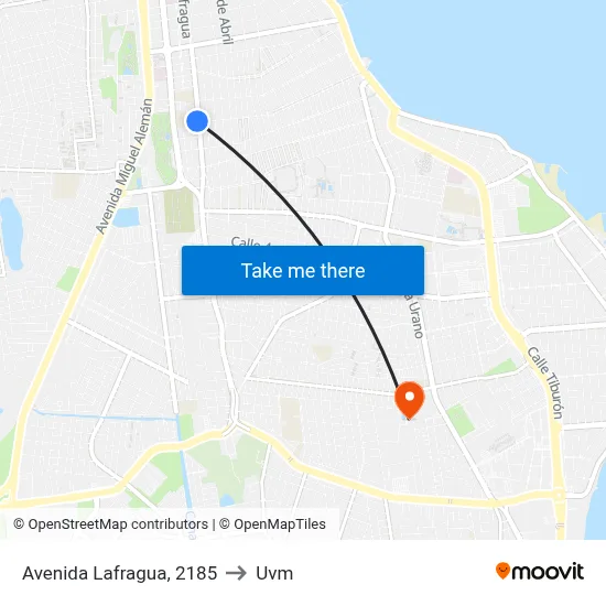 Avenida Lafragua, 2185 to Uvm map