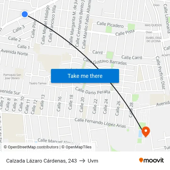 Calzada Lázaro Cárdenas, 243 to Uvm map