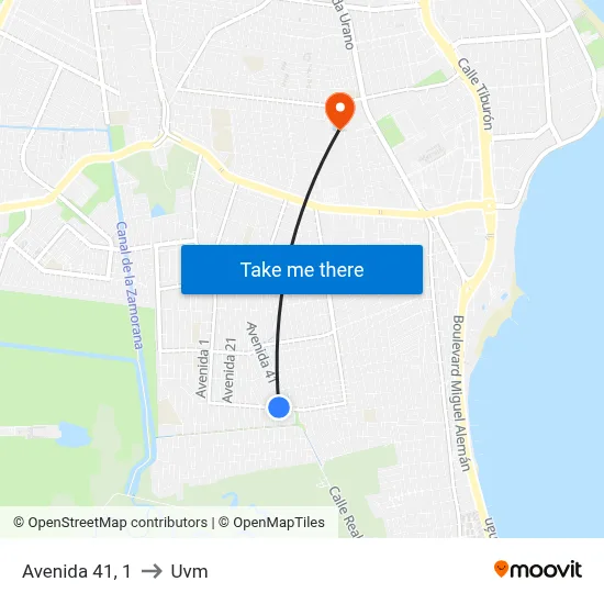 Avenida 41, 1 to Uvm map