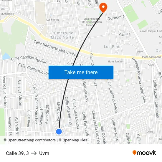 Calle 39, 3 to Uvm map