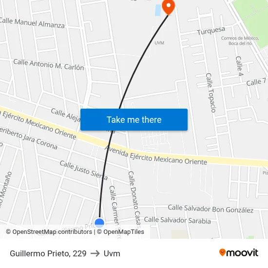 Guillermo Prieto, 229 to Uvm map