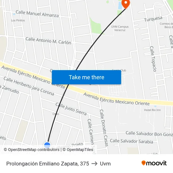 Prolongación Emiliano Zapata, 375 to Uvm map